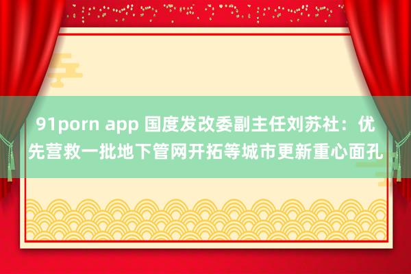 91porn app 国度发改委副主任刘苏社：优先营救一批地下管网开拓等城市更新重心面孔