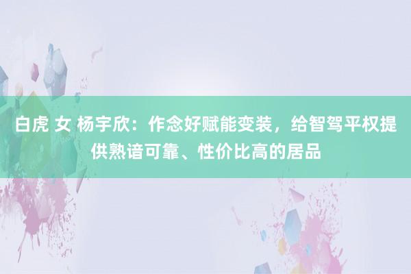 白虎 女 杨宇欣：作念好赋能变装，给智驾平权提供熟谙可靠、性价比高的居品